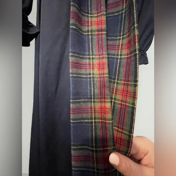 Bloomchic plaid belted cinched waist, long sleeve elastic ruffle wrist dress - Picture 7 of 11